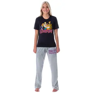 Scooby-Doo Womens' The Gang Shaggy Velma Fred Daphne Sleep Pajama Set Womenswear Soft