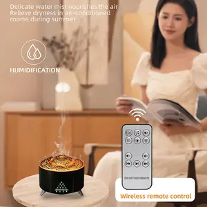 Volcano Flame Diffuser 350ml Cold Mist Humidifier Essential Oil Diffuser with Flame Simulation Effect, Timer, Waterless Auto-Off Aroma Diffuser for Home Room Office