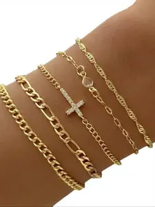 New Arrival Hand Bracelets Set, Vintage Simple Creative Geometric Design Cross Chain Multi-Layered Wearable Jewelry Accessories