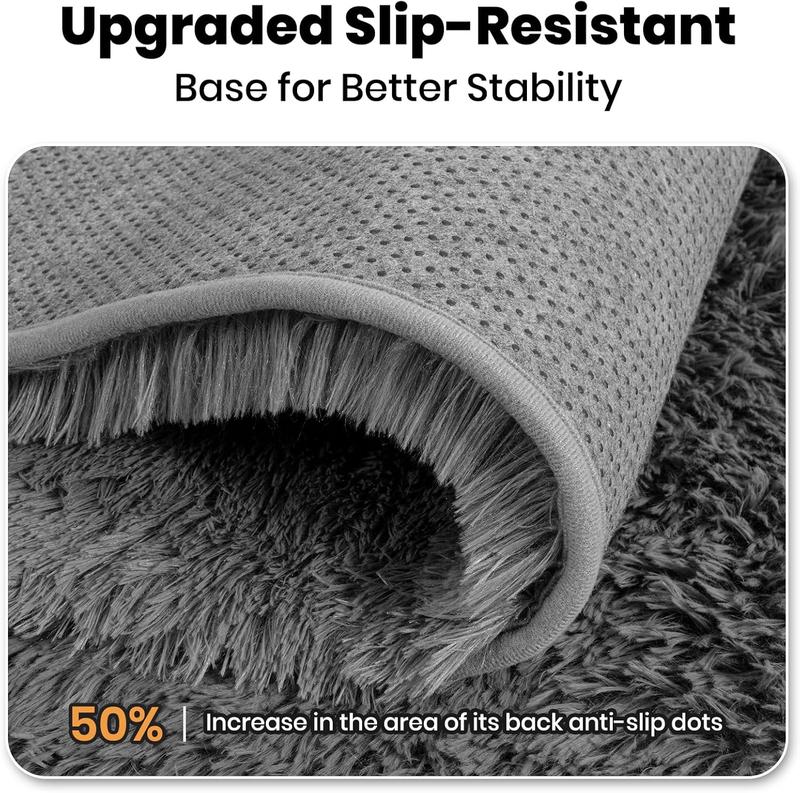 Soft Fluffy Non-slip Area Rug Super Soft Shaggy Rugs Fluffy Carpets 4x5.9 Feet Indoor Modern Plush Area Rugs for Living Room Bedroom Kids Room Nursery Home Decor Upgrade Anti-Skid Rectangular Fuzzy Rug Black Abstract Washable