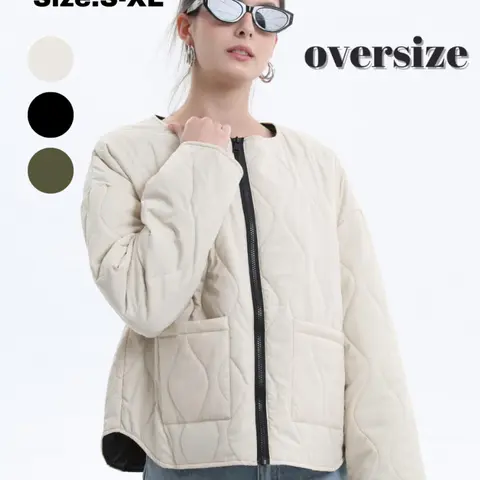 PUFFIT Machine Washable Water Repellent Quilted Crew Neck Women Puffer Jacket