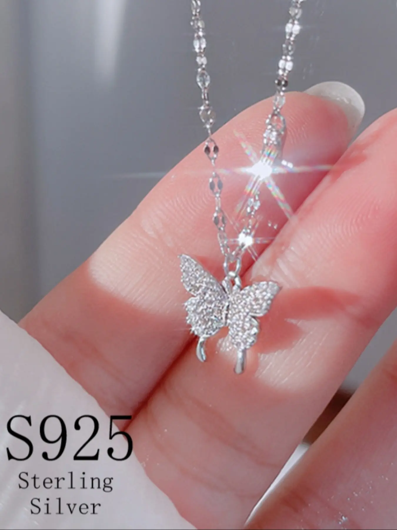 Elegant S925 Silver Necklaces with Butterfly Pendant, Sweet Japanese and Korean Style, Perfect for Dates and Graduations, All Seasons Gift