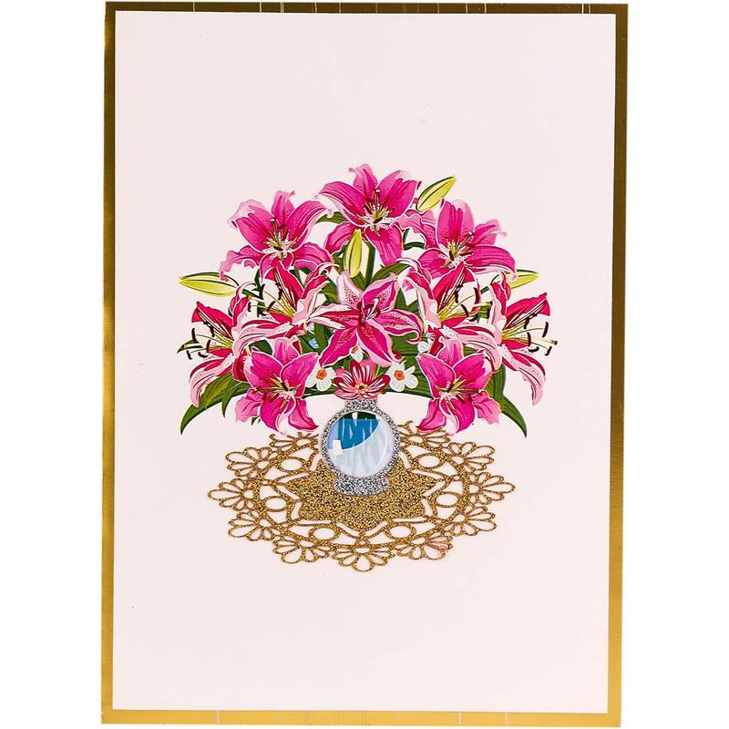 TRUANCE Pop up Card - Pink Lily Bouquet Flowers for Mother'S Day, Fathers Day, Anniversary, Birthday, Love, Valentine'S, Thank You, All Occasions TRUANCE