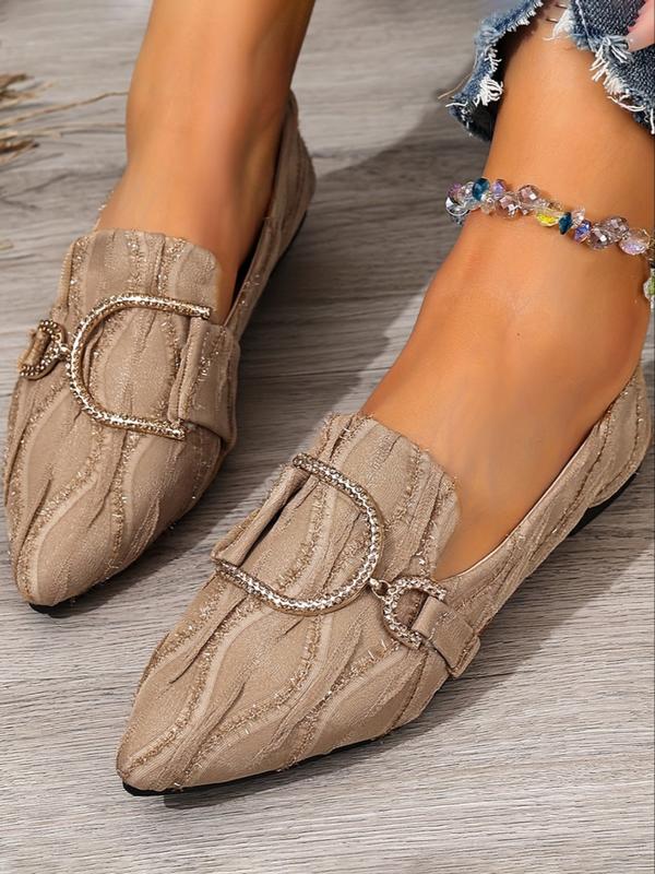 Women's New Floral Embroidered Flat Shoes, Rhinestone Decor, Pointed Toe, Low Heel, Comfortable, Anti-Slip, Durable, Casual All-Season Footwear, Flats Shoes