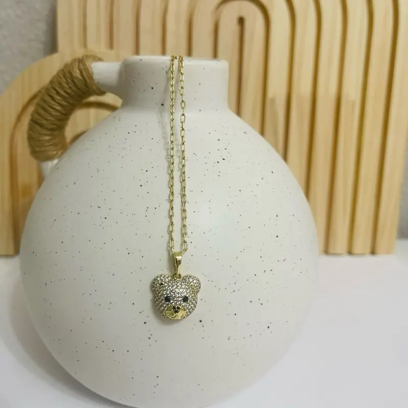 Cadenita de osito size 20 - Gold-Tone Teddy Bear Charm Necklace for Women and Girls