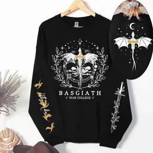 2 Sides, Fourth Wing Double-Sided T-Shirts, Crewneck Sweatshirts & Pullover Hoodie, Basgiath War College ShIRT, Dragon Rider, Rebecca Yoros, Violet Sorrengail, The Empyrean Series Gift DFG2111