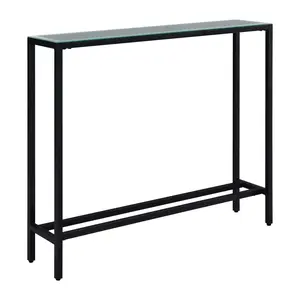 360 stand 36 in. Rectangular Mirrored Top Console Table - Black, Modern, 4-Legs, Mirrored Glass, Standalone Use