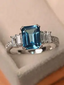 1pc Elegant Cubic Zirconia Emerald Cut Ring For Women For Wedding Engagement Anniversary Jewelry Valentine's Day Gift Beautiful Rings