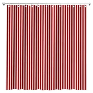 The Red Striped Shower Curtain,Classic Vertical Stripe Shower Curtain, retro candy stripe bath curtain, classic vertical stripe bathroom decor,Waterproof, multiple sizes and colors,Summervibes Gift Multicolor