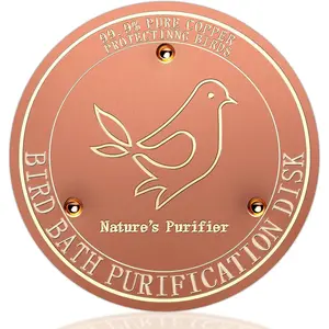 Bird Bath Purification Disk, 99.9% Pure Copper with Triple-Point Support for Physical Safe Clean Water All-Season, Universal Fit for Outdoor Birdbaths Bowl