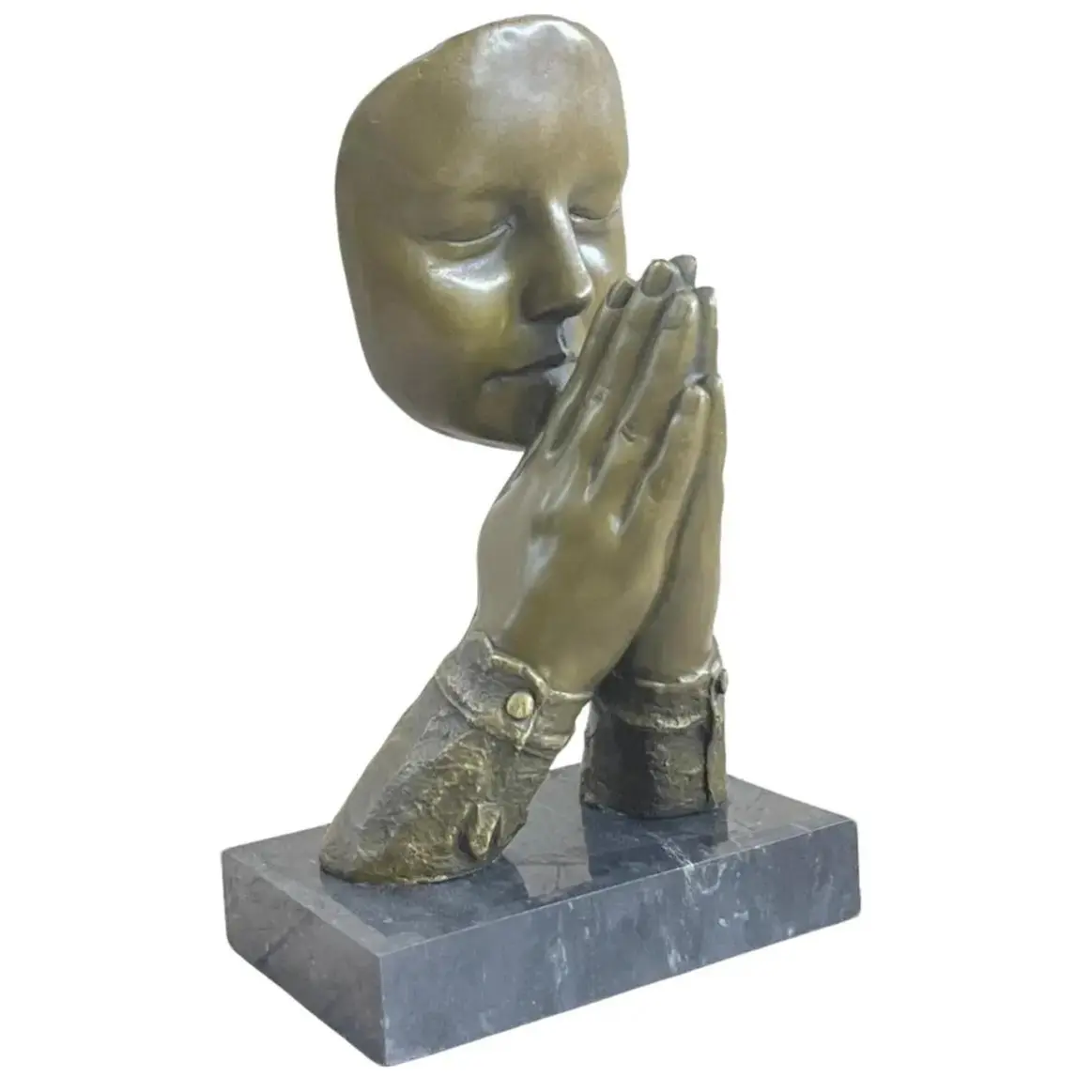 Praying Floating Face Bronze Metal Sculpture Statue Surrealism Dali Decor