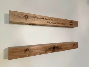 Engraved Pet Memorial Beam Shelf Set - Personalized Wooden Memorial with Inspirational Message & Floral Design