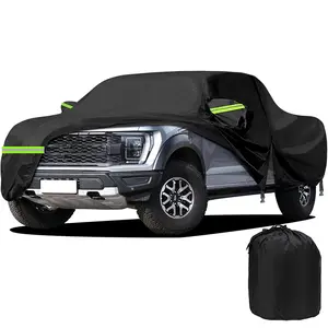 Pickup Truck Waterproof Car Cover - Heavy-Duty Oxford Cloth All-Weather Protection with Zipper Door Access, Windproof & Fade-Resistant Black Cover with Buckle Straps, Snow, Rain, Dustproof Breathable Design For Easy Installation, Fits Most Vehicles