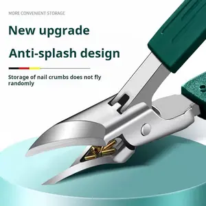 2026 Upgrade Anti-Splash Pointed Angled Nail Clippers - Professional Fingernail Toenail Cutter for Home Salon Manicure Pedicure Tools