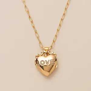 Vintage Engraved Symbols Photo Locket Necklace - 18K Gold Plated, Romantic Motif Butterfly & Shell Keepsake Costume Jewelry