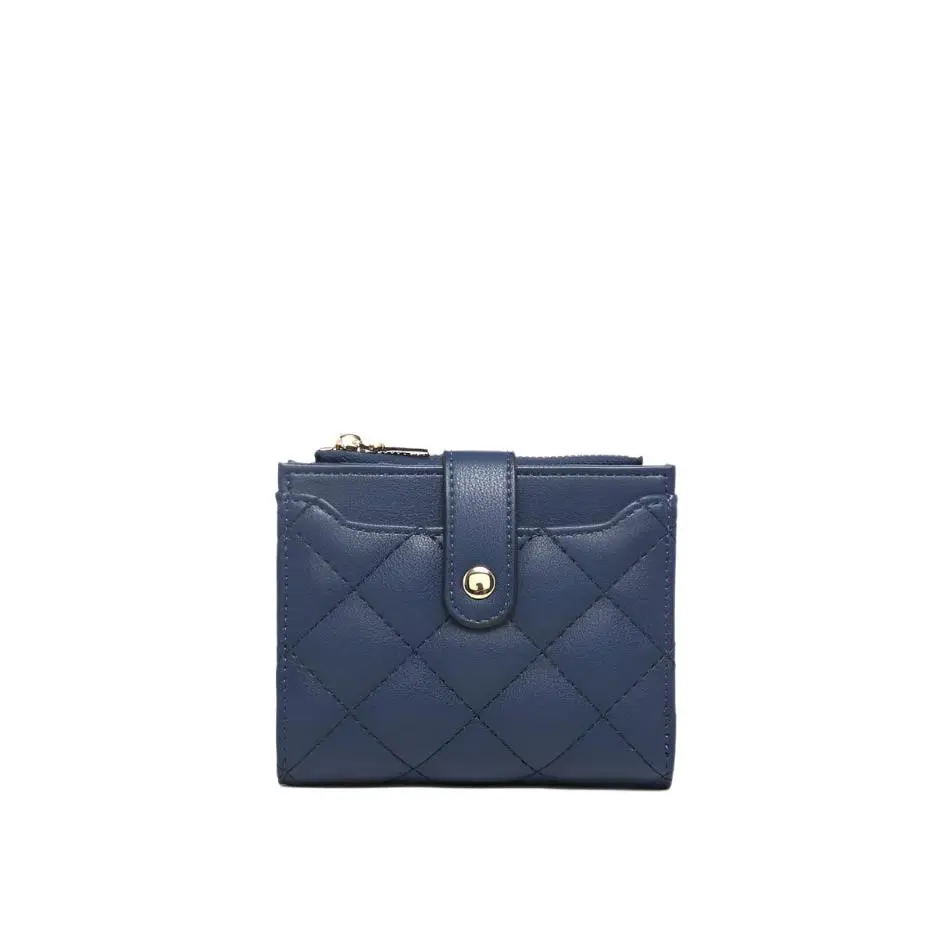 Melody Vegan Quilted Wallet- Navy