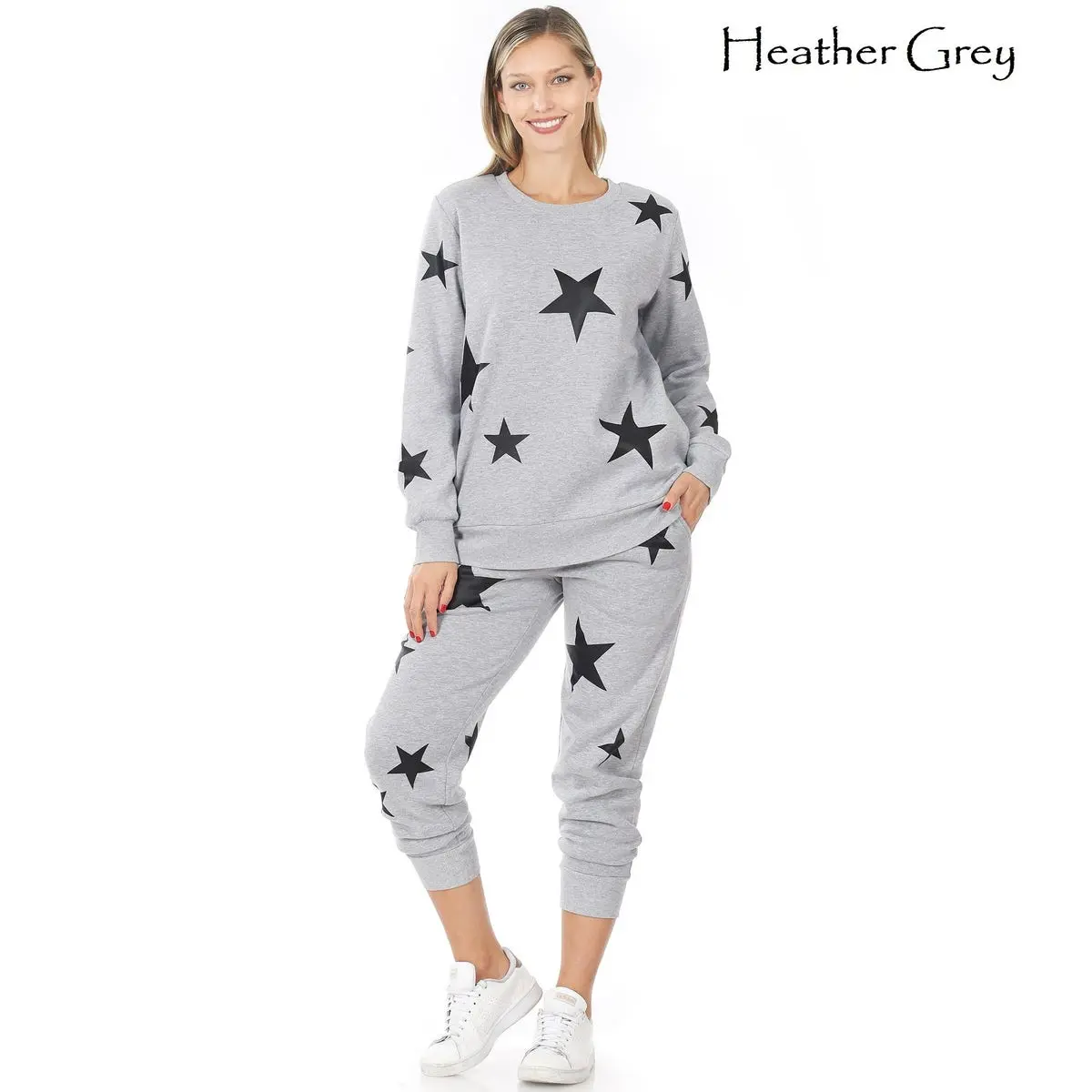 Zenana Star Lounge Sweatshirt Joggers Loung Set w/ Pockets