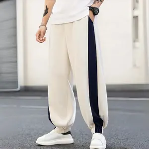 Men's Tan Jogger Pants with Side Stripes, Corduroy Fabric, Skin-friendly Comfort, Retro Casual Style, Versatile for Daily Commute and Street Wear