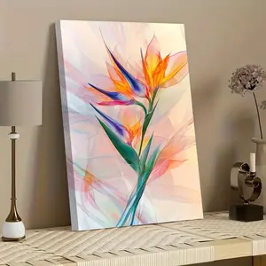 1 piece of 2D flat high-definition print, colorful bird of paradise decorative painting, framed canvas painting and poster, ready to hang, home decoration, wall art, room decoration, ideal gift, living room, bedroom, dining room, office decoration