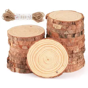 Slices 30 count 3.1''-3.5'' Unfinished  Crafts with Pre-drilled Hole,  Slices Ornaments for DIY Rustic Christmas Crafts Wooden Circles Coasters Wedding Decor, 33  Twine