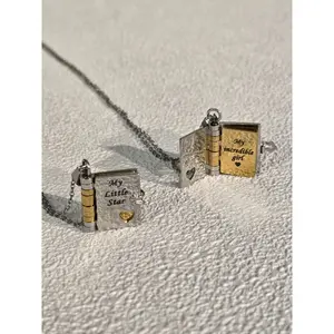 Book Necklace for Girls & Women - Gift for Daughter, Granddaughter, Niece | Matching Rotate Gift Box for Birthday, Graduation, Christmas Gift of Love