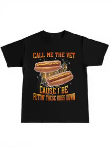 Call Me the Vet Funny Graphic Print Tee for Hot Dog Lovers and Food Industry Workers, Man Casual Summer Sport Fitted Long T-Shirt for Everyday Wear Top