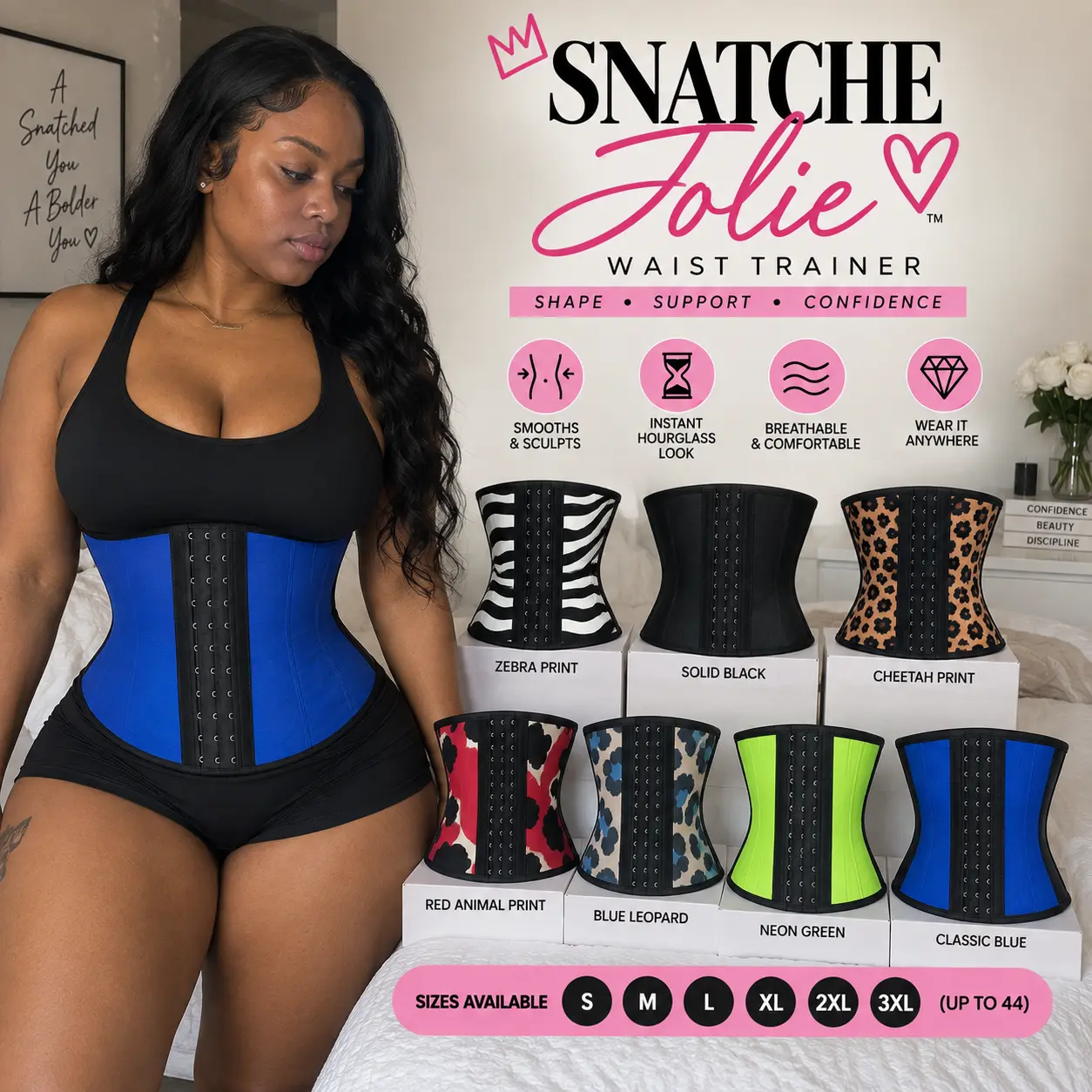 Women's High Compression Shapewear - Zebra-Print Animal Print Sports Clothes, Adjustable Hook Closure Waist Trainer for Athletic Fit, Comfortable Everyday Wear