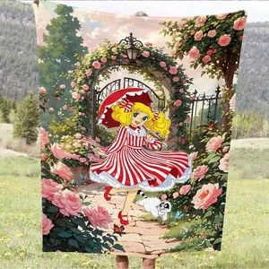 New Candy Girl Cartoon Plush Blanket, Soft Flannel Sofa Bed Cover, Lightweight Travel Camping Home Rug, Cozy Gift, Cartoon Pattern Blanket