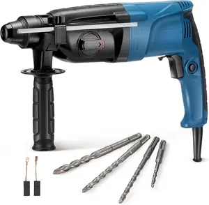 1 Inch SDS-Plus Rotary Hammer Drill with Safety Clutch, 6.7Amp Heavy Duty Corded Demolition Hammer for Concrete, 1200 RPM, 3.0 Joules, Including 4 count Drill Bits