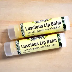 Soapingle Luscious Lip Balm for Soft Glossy Nourished Lips 0.15oz 4.25g Natural Formula Mango Butter & Peppermint Pack of 2
