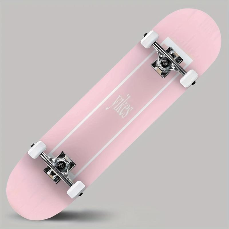 New Durable 8-Layer Maple Pink Longboard Skateboard - Double Kick Concave for Tricks & Cruising - 31x8 - Perfect for Outdoors, Eye-Catching Style