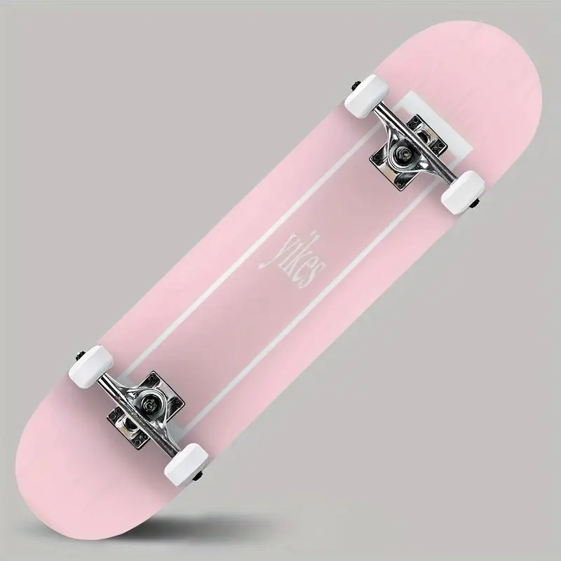 New Durable 8-Layer Maple Pink Longboard Skateboard - Double Kick Concave for Tricks & Cruising - 31x8 - Perfect for Outdoors, Eye-Catching Style