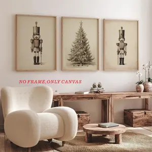 3-Piece Set, Frameless Canvas Print, Nutcracker Design Artwork, Creative Waterproof Canvas Poster, for Decorative Use, Ideal for Various Spaces Including Bedrooms and Offices, 2D Flat