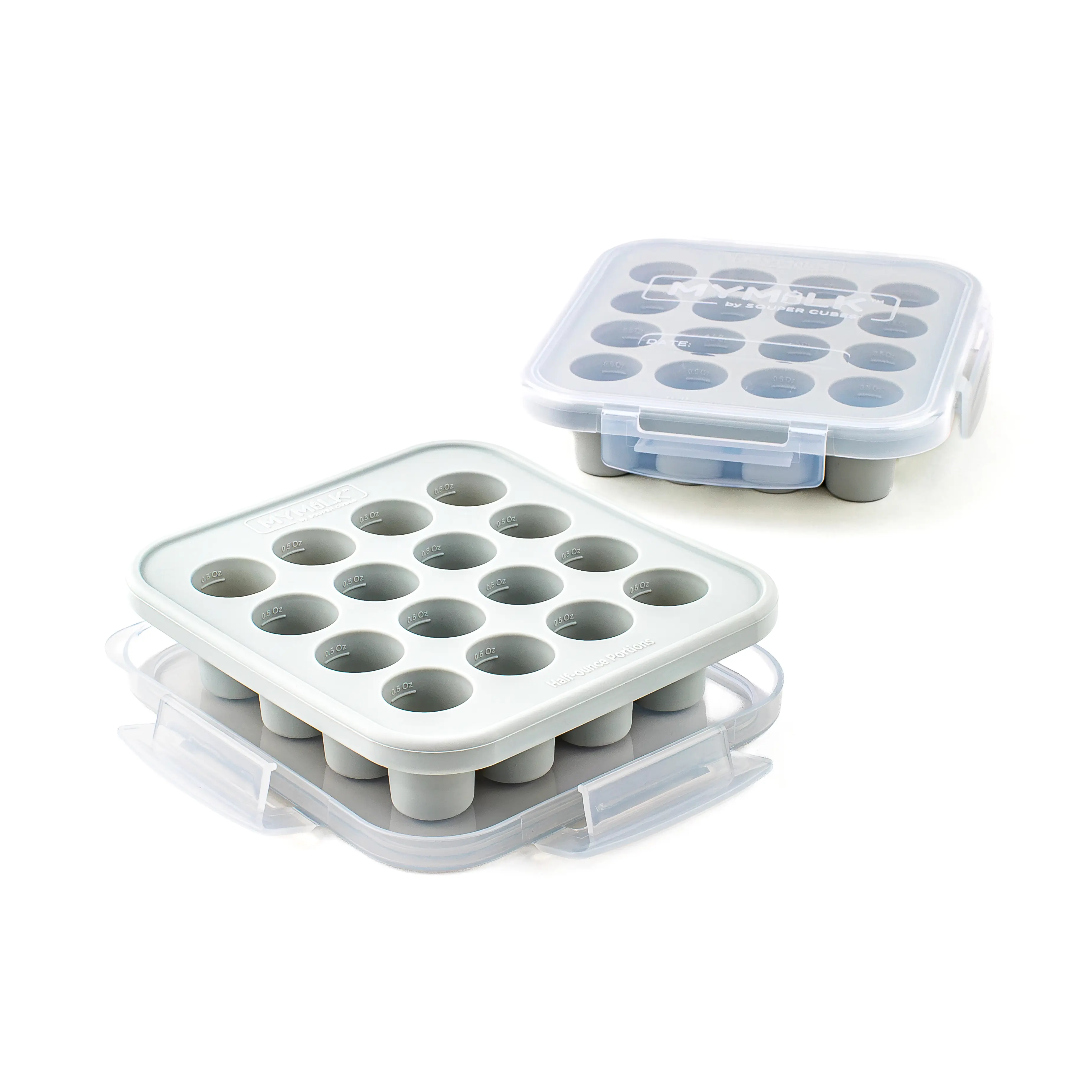 Souper Cubes MyMilk Half oz. Silicone Breast Milk Freezer Trays - 2-Pack | Each Pure Platinum Food-Grade Silicone Breast Milk Storage Container Holds 8 oz., Perfect For New Moms Who Are Nursing, Purees, and More, Breast Feeding Essentials