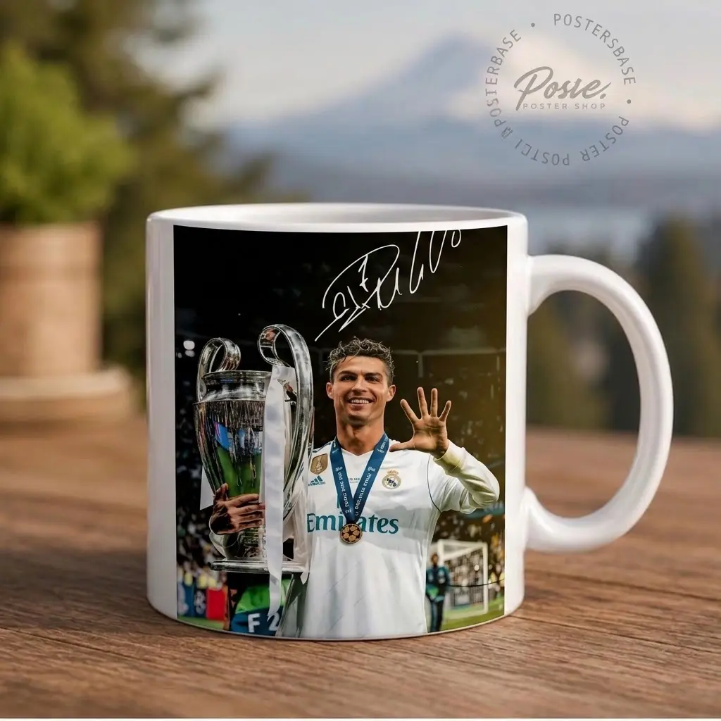 Ceramic Coffee Mug with Cristiano Ronaldo Design - Reusable, Perfect for Hot & Cold Drinks, Ideal for Home & Office Use, Great Gift for Sports Fans, Sports Fan Mug | Dynamic Design | Glossy Finish