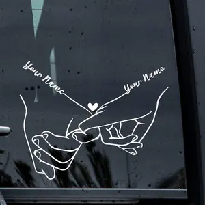 Couples Hands Car Decal - Holding Hands Car Decal - Personalized Couples Car Decal