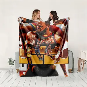 1 piece LeBron James Basketball Career Classic Moments Compilation themed flannel blanket - Modern design flannel blanket, suitable for sofas and beds, all-season use, super soft and warm, digital printing, 100% polyester material, machine