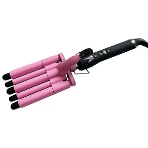 5 Barrel Curling Iron Wand, Professional Hair Styling Tool 40W Fast Heating Ceramic Tourmaline Waver for Beach Waves & Voluminous Curls Curler