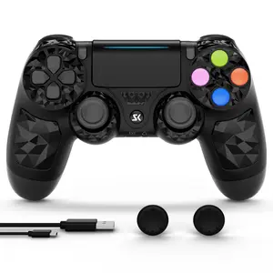 Wireless Game Controller for PS4/PS3/PC/Android/iOS, With Double Vibration, Six Axis Gyroscope, motion sensing, Capacitive Touch Panel, Black red PS413