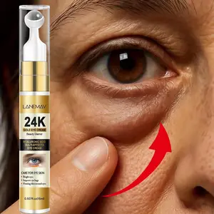 LANEMAY 24K Gold Eye Cream 15ml | Niacinamide for brightening + Coffee extract for reducing puffiness + Vitamin E for nourishing | Firms the skin around the eyes, suitable for those who stay up late/mature skin