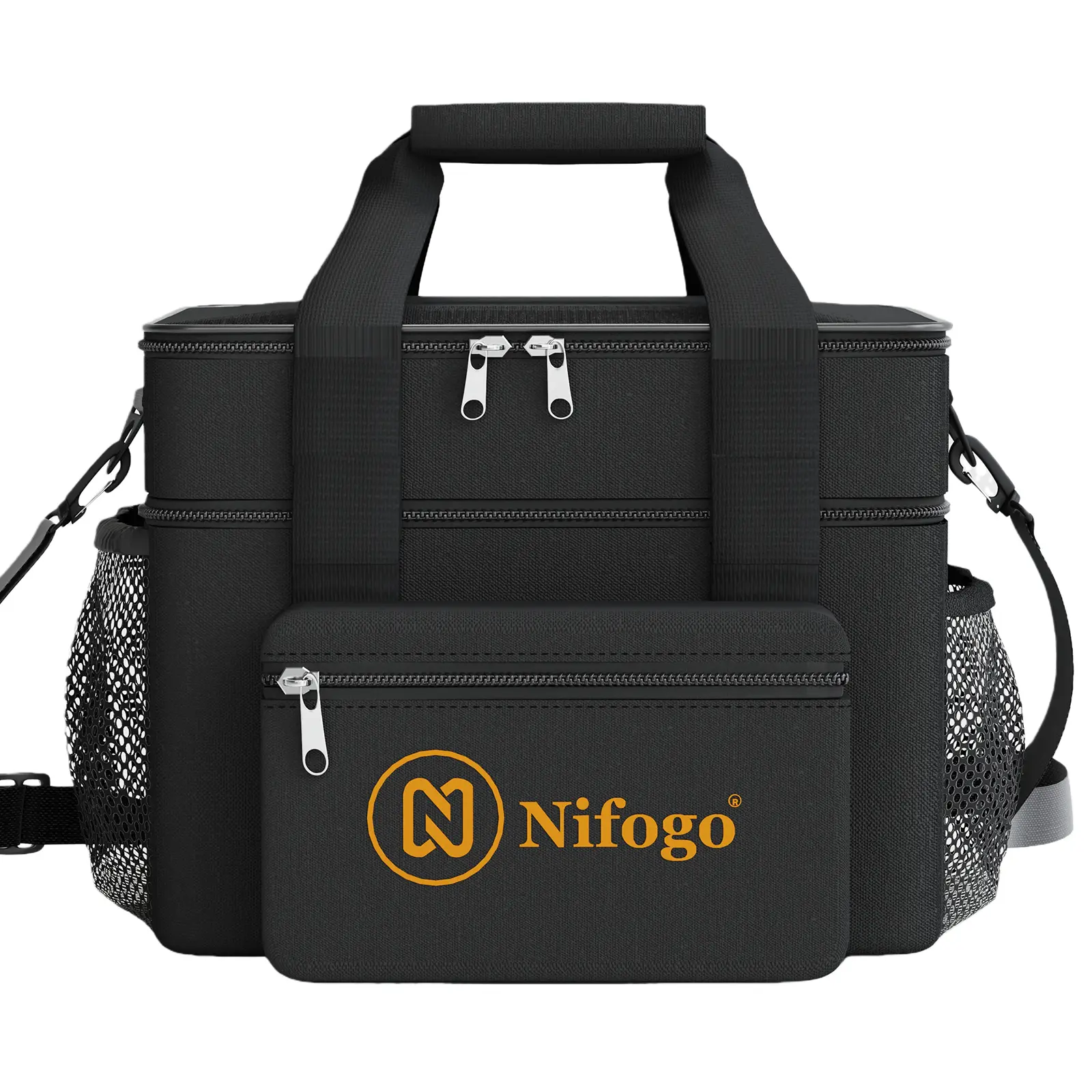 Lunch Bag &  fit  fresh large Double Deck Multi functional lunch bag - Leakproof Insulated Soft Large Adult Insulated Lunch Bag, Holds Anything Insulated Bag, Tote (Black,15L)