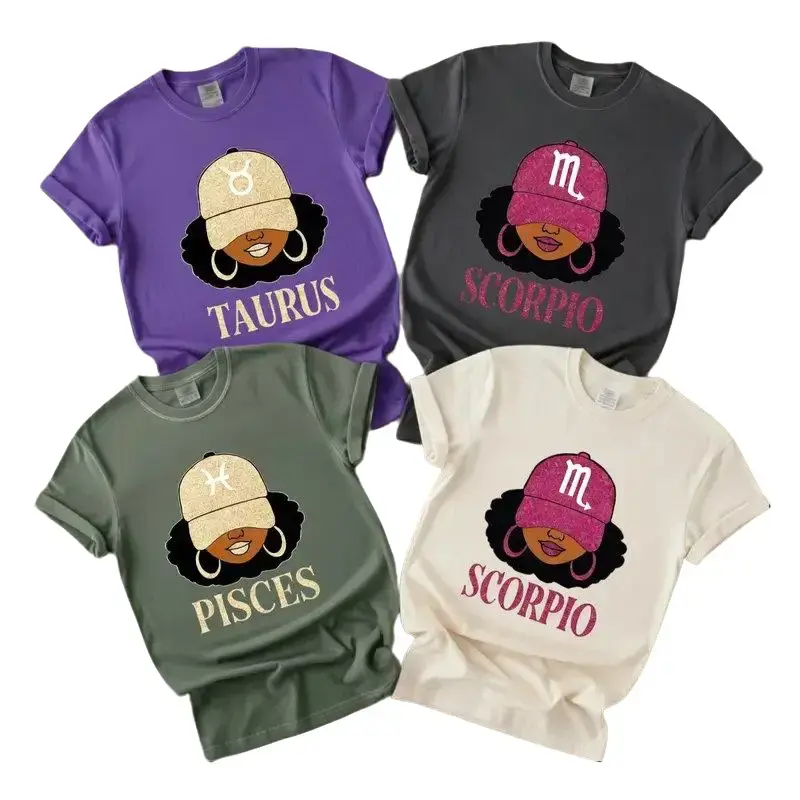 [Full 12 Zodiac] Comfort Colors Black Girl Zodiac T-Shirt – Taurus Scorpio Pisces Astrology Sign Graphic Tee for Men and Women, Soft Horoscope Shirt, Cute Zodiac Lover Gift - DarkFlex