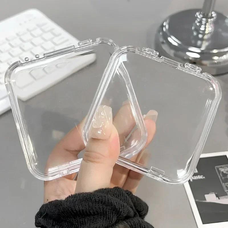 2Pcs Square Nail Storage Box Portable Acrylic Transparent Container Jewelry Earring Rings Bracelet Badge Nail Packaging Case