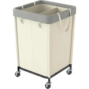 160L Rolling Laundry Hamper with Wheels, Heavy Duty Laundry Basket, Large Laundry Cart with Steel Frame and Removable Bag, Dirty Clothes Hamper for , Closet, Dorm, Bathroom, Beige