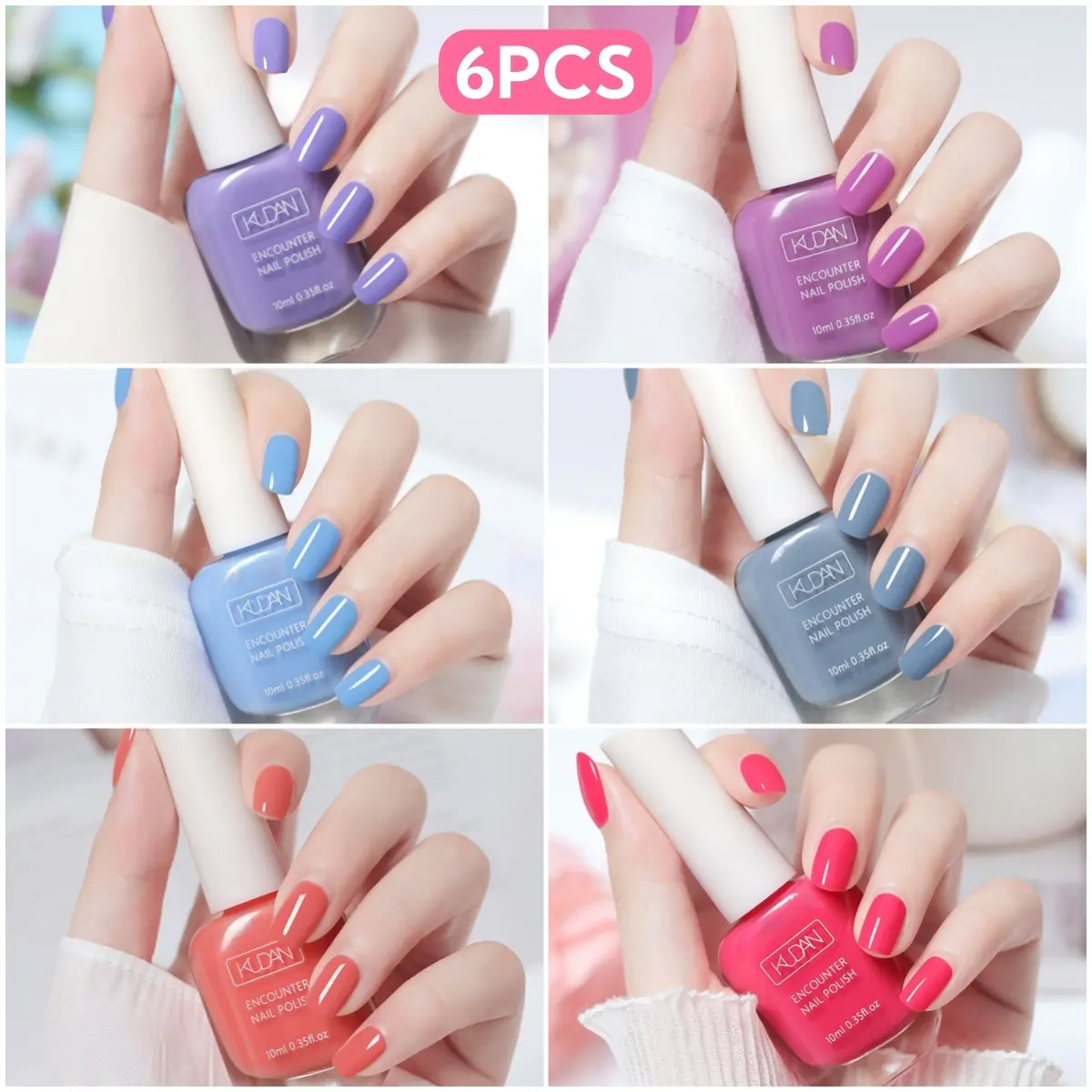 Purple Blue Red Nail Polish Set 6PCS(0.35fl.oz) - Water-based Nail Polish. No LED Lamp Needed, Quick-drying, Long-lasting, Peelable Nail Polish, Suitable for At-home DIY, Salon Manicure and Nail Art. An Ideal Gift for Spring And events. Nail Products