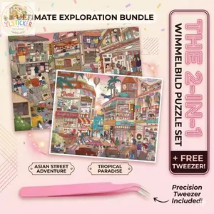 2 Super Large Scenes, Metal Tweezer & Extra Sticker Gifts, Super Thick and Durable Stickers, Stress Relief, Screen-Free Activity, Cozy Hobby, Girls Favorites, Puzzle Stickers focus toy artistic craft