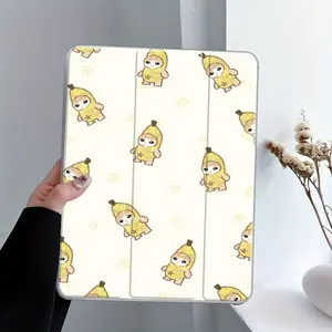 Banana Doll Cartoonl Design iPad Case, Accessories, Transparent Acrylic Hard Back Panel With Pencil Slot, Suitable for Ipad mini pro air. Scratch-resistant Ultra-thin, Shock-resistant Full Cover Protective Case Suitable for Offices Schools