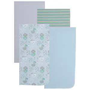 Everyday Kids 4 Pack Flannel Receiving Baby Blanket Set – Soft 100% Cotton Baby Essentials- Dinosaurs/Stripes