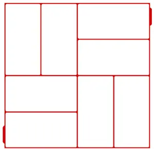 16"x16"x1.55" Concrete Mold with 8 Identical Rectangular Grids in Pattern