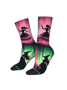 1 Pair Funny Elphaba And Glinda Wicked The Musical Defying Gravity Vintage Harajuku Hip Hop Novelty Witch Aesthetic Print Sock